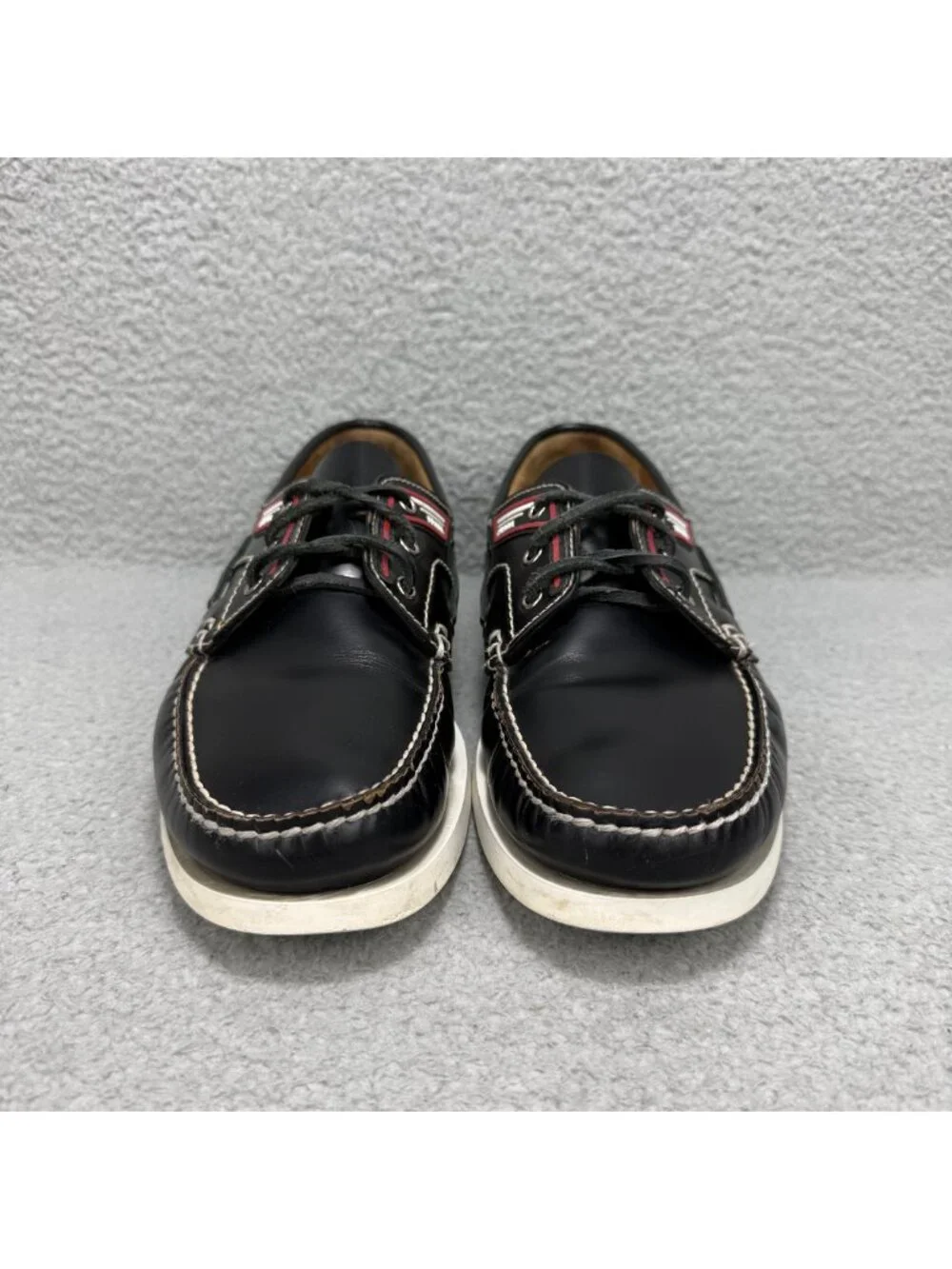 Prada Boat Shoes Men 11 / UK 10 Black Brushed Spazzolato Leather Lace Up Loafers